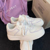 Women's White Embroidered Flat Shoes - Breathable & Lightweight Casual Footwear - All-Season Comfort - Size 35-40.