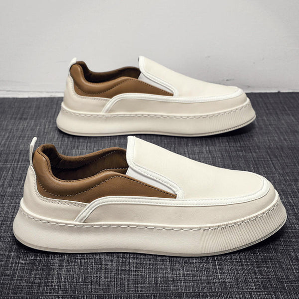 Trendy White Low-Top Men's Sneakers by Tide Brand - Microfiber Lining, Round-Toe Design - Casual Fashion Shoes for Men