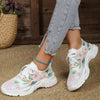Lightweight 3D Floral Flyknit Running Shoes - Multicolor style for sprinting & summer sports, flat heel & rubber sole, size 35-42.