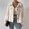 Chic White Velvet Lapel Woolen Coat, Japanese Korean Style, Polyester Fiber, White Woolen, Sizes S to XL