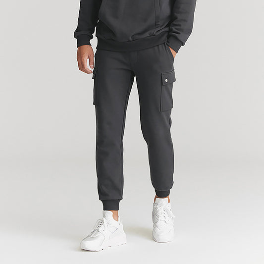 Men's Slim Fit Stretch Sport Overalls in Black Gray, Stylish & Comfy Pants with Medium Elasticity, M-3XL Sizes, Polyester Fabric.