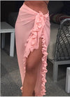 Women's Chiffon Lace Beach Skirt in White | Sun-Proof Polyester Skirt