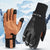 Touchscreen Compatible Fleece-Lined Winter Gloves in Black and Yellow - Unisex PU Leather Riding Gloves - Sizes M, L, XL, XXL