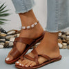 Women's Leather Sandals - European & American Design - Dark Brown - Size 36-43 - Breathable & Lightweight PU Sole