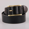 Brass Buckle Men's Belt Casual Denim, Copper Pin Buckle, Black Brown, 3.8cm Width, Genuine Leather, Male, Various Sizes