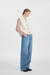 Chic Vintage Diamond-Lattice Cotton-Blend Vest for Women. Creamy-White Color. Fashionable and Versatile.