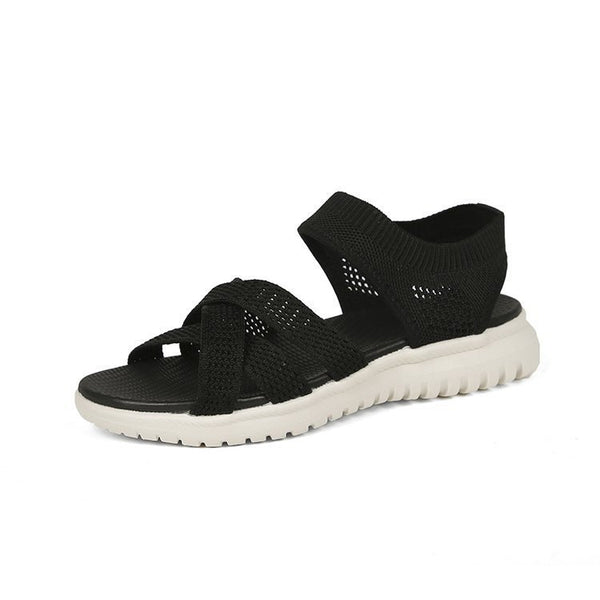 Women's Casual Flat Roman Sandals in Black - Breathable & Comfortable Fashion Sandals