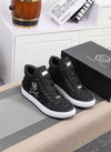 Breathable High-Top Leather Men's Shoes with Skeleton Detailing - Lace-up Design, Comfortable Sheepskin Lining.