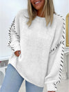 Chic Solid Color Round Neck Sweater for Spring & Autumn - Women's Knitted Pullover in Multiple Colors