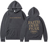 Inspirational "Faith Over Fear" Christian Unisex Hoodie in Gray Wool-Lined All-Season Street Style Sweatshirt