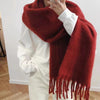 Winter Women's Cashmere-Like Tassel Scarf - Solid Color Variety
