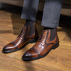 Men's Retro Martin Boots in Authentic Autumn-Winter Leather - Classic Black/Yellow-Brown, Cowhide Leather, Mid-heel, Handmade Shoes