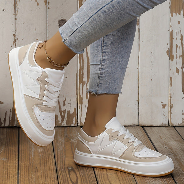 Stylish Women's Color-block Casual Shoes with Round Toe
