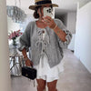 Chic 3/4 Sleeve Cardigan Sweater in Pink, Yellow, Gray