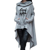 Women's Printed Letter Hoodie with Irregular Hem - Casual and Trendy Cotton Sweatshirt for Women - Fashionable and Comfortable Warmth