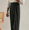 Double-Pleated Wool Business Casual Trousers, Brown Gray Khaki