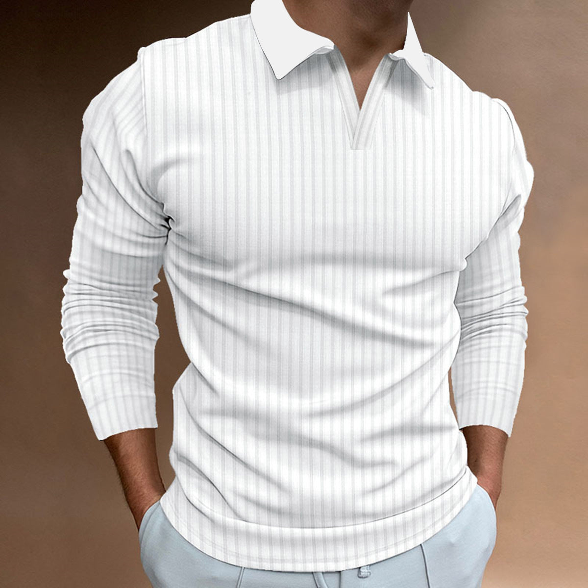 Solid Color Fitness Business Casual Lapels Long Sleeve Men