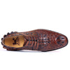 Elegant Men's Korean Style Brown Leather Dress Shoes with Crocodile Skin Upper - Comfortable & Durable Business Footwear