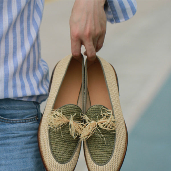 Trendy Summer Linen Loafers for Men in Army Green and Dark Green - Stylish and Durable Leisure Footwear Sizes 38-44.