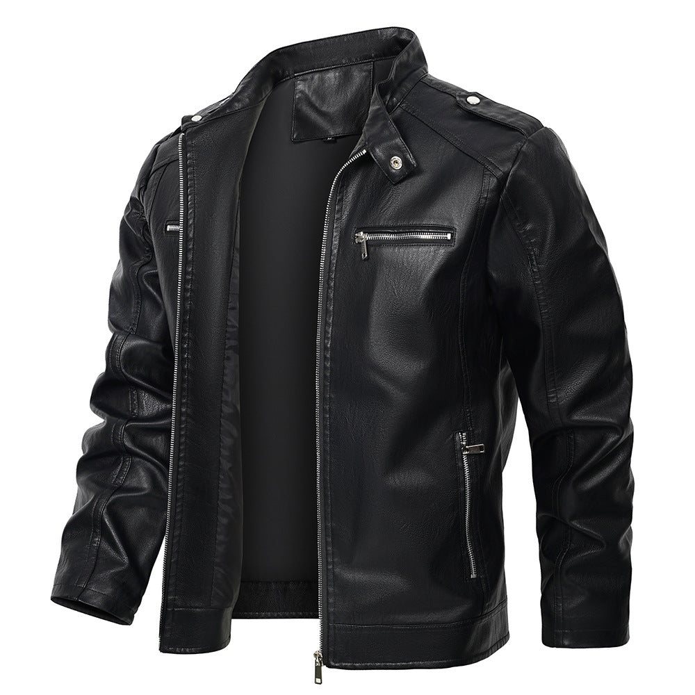 Stand Collar Motorcycle Clothing Men's Jacket