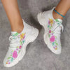 Lightweight 3D Floral Printed Flyknit Running Shoes - Breathable, Colorful, Lightweight, Perfect for Sprinting, Women's Sizes 35-42
