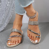 Elegant Rhinestone-Embellished Heart Flip-flops