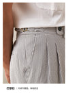 Breathable Gauze-Striped Casual Trousers for Comfortable Wear in Straight Tube Style