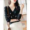 Embroidered Slim Fit Sweater in Multiple Colors - Women's Long Sleeve Pullover