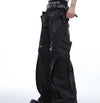 Sleek Punk Style PU Leather Pants with Metal Buckle, Black, Sizes M-XL