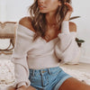 Chic Off-shoulder Fitted Waist Sweater for Autumn & Winter, Women's Fashion.