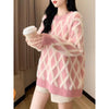 Women's Lazy Sweater by Design Sense, Pink or Yellow, Long Sleeve, Comfortable Acrylic, Plus Size Options