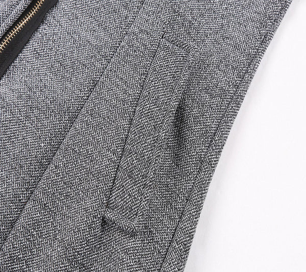 Mid-Length Thermal Trench Coat in Various Colors - Wool Blend, Slim Fit with Oblique Zipper, Stylish Men's Winter Outerwear.