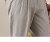 Breathable Gauze-Striped Casual Trousers in Straight Tube Style. Lightweight, Comfortable Polyester Pants for Relaxed Wear. Size 29-36.