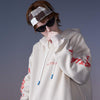 Stylish Retro Shark Print Hip Hop Hoodie in Blue and Khaki, High-Quality Unisex Sweatshirt for Streetwear Fashion
