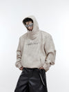 Cozy Double-layer Collar Hoodie in Black and Yellow with Plush Shoulder Pad, Antibacterial, Polyester - Men's Winter Fashion