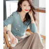 Sophisticated Embroidered Slim Fit Sweater in Multiple Colors, Flight Sleeve Design, Women's Winter Wear