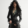 Classy Black Suede Overcoat with Ruffle Detail - Women's Fashion Coat