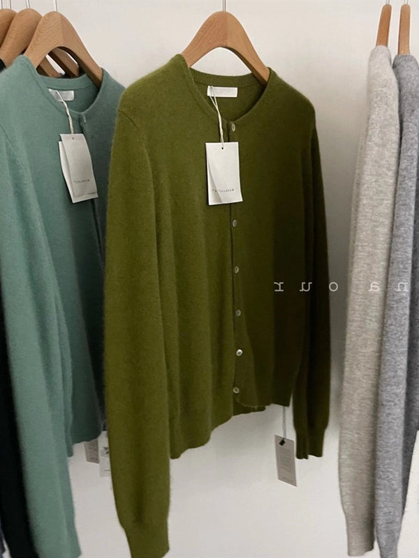 Stylish Thickened Velvet Cardigan - Women's Short Raccoon Wool Sweater