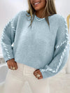 Chic Solid Color Round Neck Sweater in Apricot - Knitted Polyester Blend - Women's Fall Fashion Piece