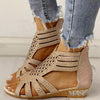 Women's Rhinestone Wedge Sandals in Black, Beige, Gold with Rhinestones. PVC material, breathable, back zipper, lightweight and wear-resistant.