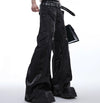 Sleek Punk Style Black Leather Pants with Metal Buckle, Men's Fashion Statement