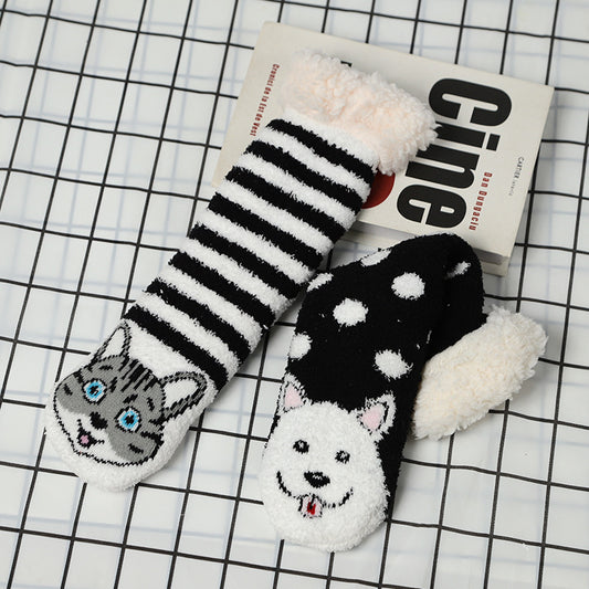 Cartoon Plush Animal Pattern Lambswool Socks