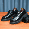 Men's British Style Leather Casual Shoes in Black or Brown - Shiny Finish - Cowhide - Comfortable Fit - Versatile - Durable