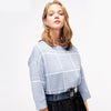 Chic Pullover Sweater with Check Pattern and Raglan Sleeves