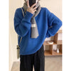 Casual Japanese-Korean Style Round-Neck Sweater in Light Gray. Versatile and Stylish Pullover for Women.