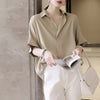 Chic Summer Batwing Sleeve Top in Black or Khaki, Casual Loose Fit Pullover - Sizes S-XXXL - Polyester - Stylish Collage/Stitching Design