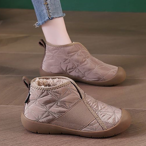 Warm Cotton Winter Boots - Non-slip, Waterproof & Stylish in Chic Solid Colors - Lycra Fabric, Plush Lining, Available in Various Sizes.