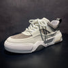 Men's Vintage Leather Platform Shoes in Beige - Stylish & Comfortable footwear for men, Lace-up mechanism, breathable first layer cowhide upper.
