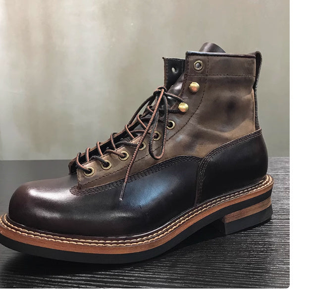 Retro Distressed Thick Bottom High-top Leather Boots