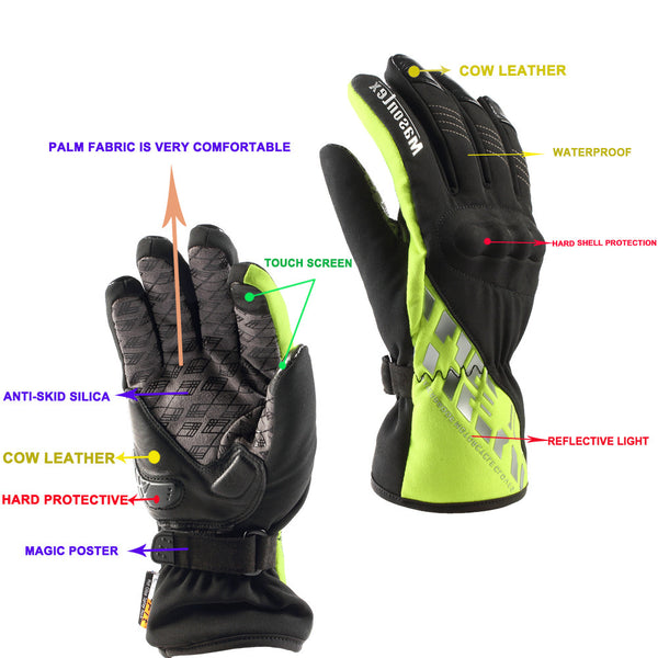 All-Weather Motorcycle Gloves - Waterproof, Windproof & Insulated for Ultimate Comfort & Safety with Shock-Absorbing & Anti-Skid Features